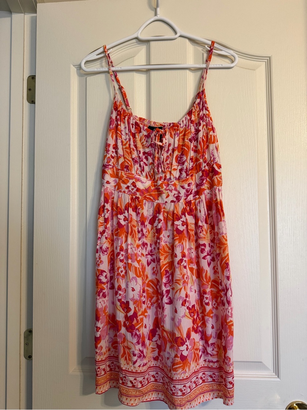 Angie Pink Orange Floral Smocked Mini Sundress NWT